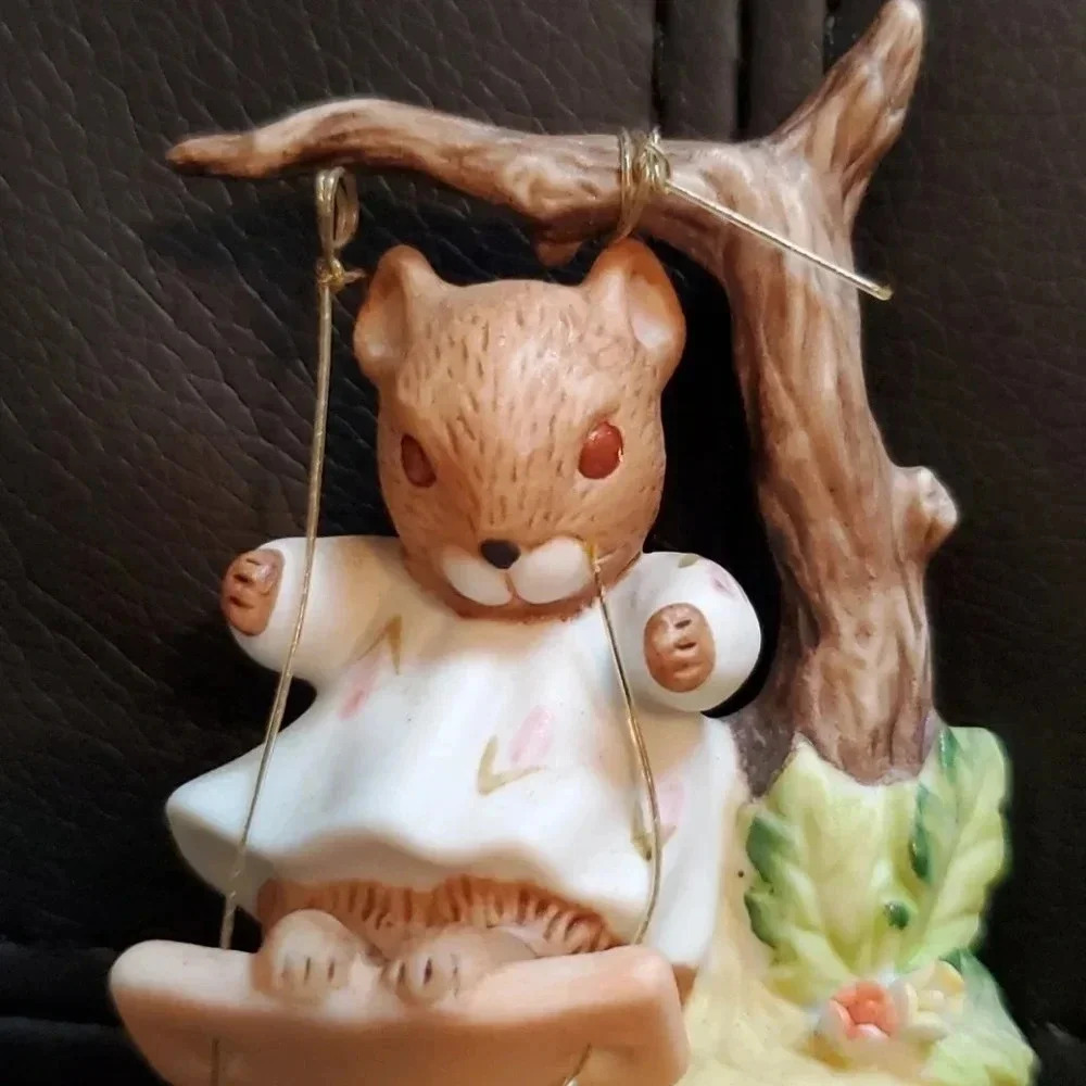 Enesco vintage bunny on swing